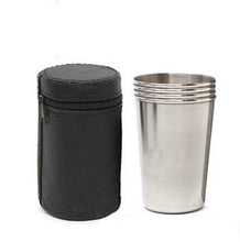 Load image into Gallery viewer, 2 Sets Outdoor Mini Stainless Steel Small Wine Glass Hiking Camping Travel Portable Drinking Cup Set with Leather Case, Small 30ml Travel Portable Drinking Cup