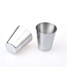 Load image into Gallery viewer, 2 Sets Outdoor Mini Stainless Steel Small Wine Glass Hiking Camping Travel Portable Drinking Cup Set with Leather Case, Small 30ml Travel Portable Drinking Cup