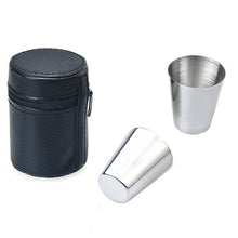 Load image into Gallery viewer, 2 Sets Outdoor Mini Stainless Steel Small Wine Glass Hiking Camping Travel Portable Drinking Cup Set with Leather Case, Small 30ml Travel Portable Drinking Cup