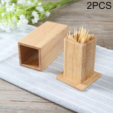 Load image into Gallery viewer, 2 PCS Natural Bamboo Toothpick Box Square Restaurant Hotel Toothpick Can with Lid, Bamboo Toothpick Box