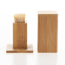 Load image into Gallery viewer, 2 PCS Natural Bamboo Toothpick Box Square Restaurant Hotel Toothpick Can with Lid, Bamboo Toothpick Box