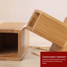 Load image into Gallery viewer, 2 PCS Natural Bamboo Toothpick Box Square Restaurant Hotel Toothpick Can with Lid, Bamboo Toothpick Box
