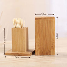 Load image into Gallery viewer, 2 PCS Natural Bamboo Toothpick Box Square Restaurant Hotel Toothpick Can with Lid, Bamboo Toothpick Box