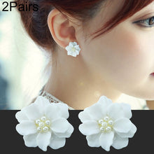 Load image into Gallery viewer, 2 PCS Lovely white Flower Pearl Pendant Circle Earrings