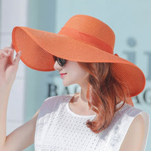 Load image into Gallery viewer, Women Summer Hats Foldable Wide Large Brim Beach Sun Straw Cap Elegant Hats Caps, M