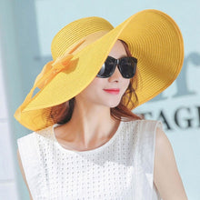 Load image into Gallery viewer, Women Summer Hats Foldable Wide Large Brim Beach Sun Straw Cap Elegant Hats Caps