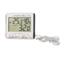 Load image into Gallery viewer, LCD Digital Thermometer Hygrometer Moisture Meter and Wired Temperature with External Sensor White, LCD Digital Thermometer
