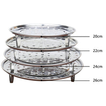 Load image into Gallery viewer, Multifunctional Waterproof Shelf Steaming Tray Stainless Steel Steaming Grid Cage Steaming Sheet Steaming Rack, 20cm, 22cm, 24cm, 26cm