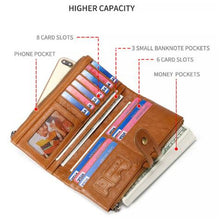 Load image into Gallery viewer, Ladies Genuine Leather Long Wallet Anti-theft Card Bag Multifunctional Clutch Bag