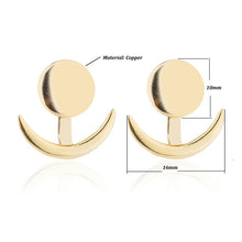 Load image into Gallery viewer, Trendy Crescent Moon Cute Ear Jackets Geometric Round Stud Earrings for Women, Gold, Silver