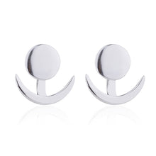 Load image into Gallery viewer, Trendy Crescent Moon Cute Ear Jackets Geometric Round Stud Earrings for Women, Gold, Silver
