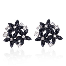 Load image into Gallery viewer, Fashion Zircon Rhinestone 3 Flower Stud Earrings for Women Jewelry, blue, red, black