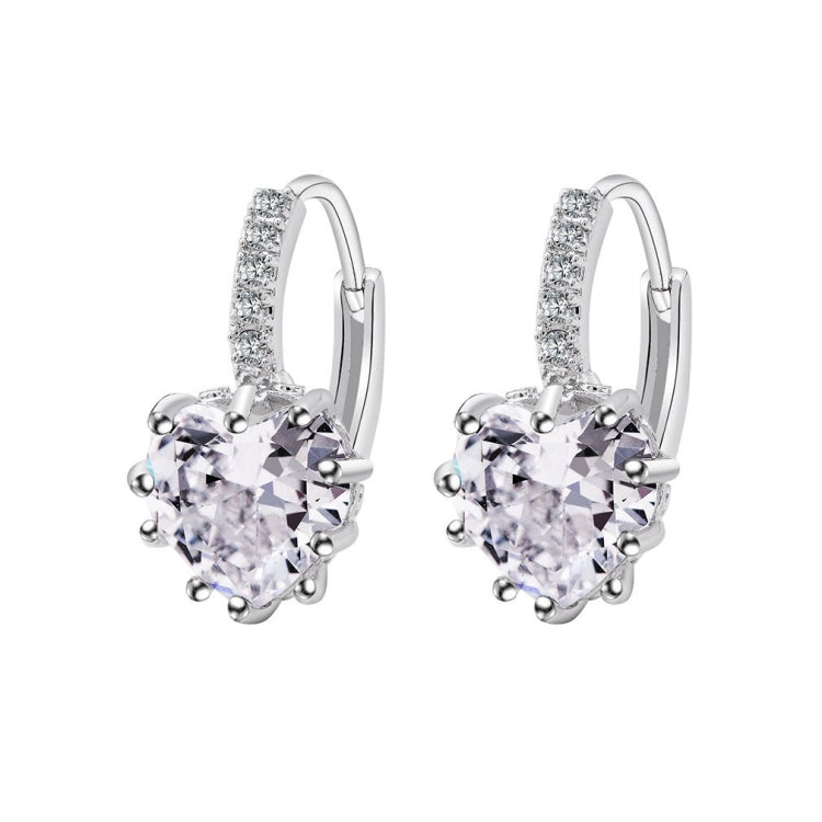 Cute Heart Real 925 Sterling Silver Cubic Zirconia Stone Earrings, Gold with white Zirconia, Platinum with white Zirconia, Platinum with Pink Zirconia, Platinum with Purple Zirconia, Platinum with Light blue Zirconia, Platinum with sea blue Zirconia   ...