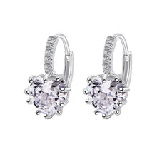 Load image into Gallery viewer, Cute Heart Real 925 Sterling Silver Cubic Zirconia Stone Earrings, Gold with white Zirconia, Platinum with white Zirconia, Platinum with Pink Zirconia, Platinum with Purple Zirconia, Platinum with Light blue Zirconia, Platinum with sea blue Zirconia   ...
