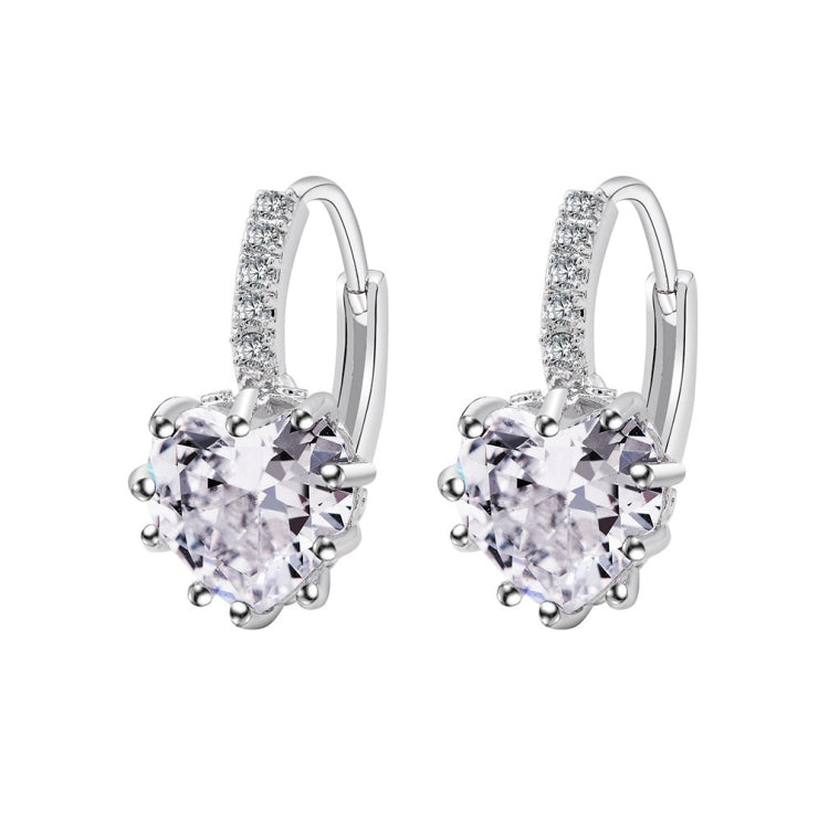 Cute Heart Real 925 Sterling Silver Cubic Zirconia Stone Earrings, Gold with white Zirconia, Platinum with white Zirconia, Platinum with Pink Zirconia, Platinum with Purple Zirconia, Platinum with Light blue Zirconia, Platinum with sea blue Zirconia   ...