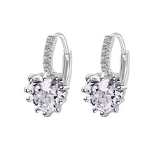 Load image into Gallery viewer, Cute Heart Real 925 Sterling Silver Cubic Zirconia Stone Earrings, Gold with white Zirconia, Platinum with white Zirconia, Platinum with Pink Zirconia, Platinum with Purple Zirconia, Platinum with Light blue Zirconia, Platinum with sea blue Zirconia   ...