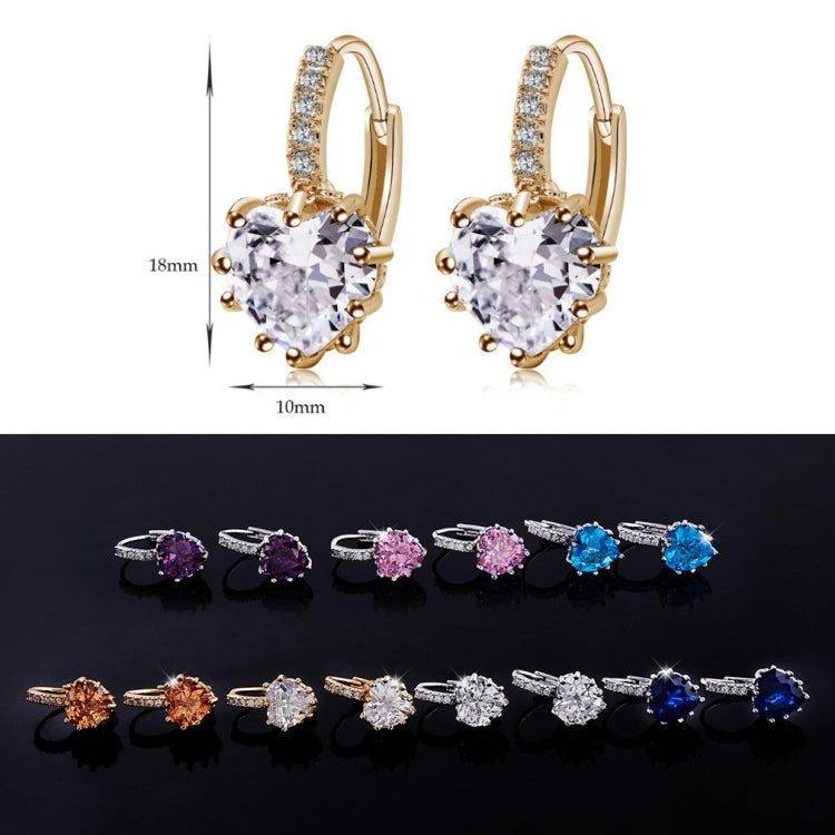 Cute Heart Real 925 Sterling Silver Cubic Zirconia Stone Earrings, Gold with white Zirconia, Platinum with white Zirconia, Platinum with Pink Zirconia, Platinum with Purple Zirconia, Platinum with Light blue Zirconia, Platinum with sea blue Zirconia   ...