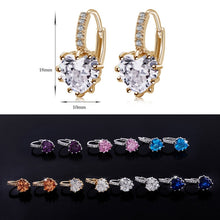 Load image into Gallery viewer, Cute Heart Real 925 Sterling Silver Cubic Zirconia Stone Earrings, Gold with white Zirconia, Platinum with white Zirconia, Platinum with Pink Zirconia, Platinum with Purple Zirconia, Platinum with Light blue Zirconia, Platinum with sea blue Zirconia   ...