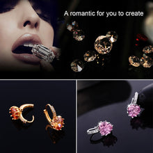 Load image into Gallery viewer, Cute Heart Real 925 Sterling Silver Cubic Zirconia Stone Earrings, Gold with white Zirconia, Platinum with white Zirconia, Platinum with Pink Zirconia, Platinum with Purple Zirconia, Platinum with Light blue Zirconia, Platinum with sea blue Zirconia   ...