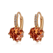 Load image into Gallery viewer, Cute Heart Real 925 Sterling Silver Cubic Zirconia Stone Earrings, Gold with white Zirconia, Platinum with white Zirconia, Platinum with Pink Zirconia, Platinum with Purple Zirconia, Platinum with Light blue Zirconia, Platinum with sea blue Zirconia   ...