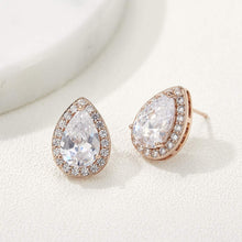 Load image into Gallery viewer, Heart Seed Drop Earrings Zircon Fashion Stud Earrings, black, Green, rose gold, gold, White