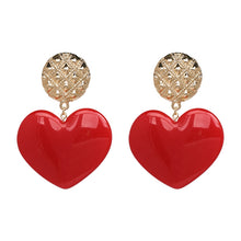 Load image into Gallery viewer, Peach Heart Earrings Retro Series Acrylic Stud Earrings for Women, Black, Red pink, Red, Yellow, Blue, Cold Pink, Rose red, White, Light Pink, Light Skin Pink, Light Brown, Skin Pink, Deep Blue, Khaki, Purple