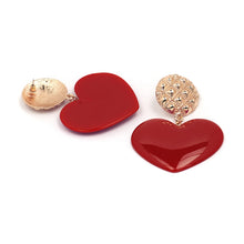Load image into Gallery viewer, Peach Heart Earrings Retro Series Acrylic Stud Earrings for Women, Black, Red pink, Red, Yellow, Blue, Cold Pink, Rose red, White, Light Pink, Light Skin Pink, Light Brown, Skin Pink, Deep Blue, Khaki, Purple