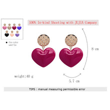 Load image into Gallery viewer, Peach Heart Earrings Retro Series Acrylic Stud Earrings for Women, Black, Red pink, Red, Yellow, Blue, Cold Pink, Rose red, White, Light Pink, Light Skin Pink, Light Brown, Skin Pink, Deep Blue, Khaki, Purple