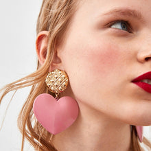 Load image into Gallery viewer, Peach Heart Earrings Retro Series Acrylic Stud Earrings for Women, Black, Red pink, Red, Yellow, Blue, Cold Pink, Rose red, White, Light Pink, Light Skin Pink, Light Brown, Skin Pink, Deep Blue, Khaki, Purple