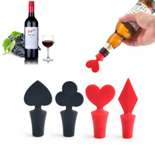 Load image into Gallery viewer, Silicone Wine Stopper Poker Series Wine Stopper, 12 PCS Peach Heart Shape, 12 PCS Poker Shape, 12 PCS Black Plum Shape, 12 PCS Red Square Shape
