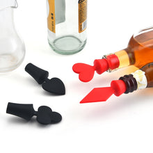 Load image into Gallery viewer, Silicone Wine Stopper Poker Series Wine Stopper, 12 PCS Peach Heart Shape, 12 PCS Poker Shape, 12 PCS Black Plum Shape, 12 PCS Red Square Shape