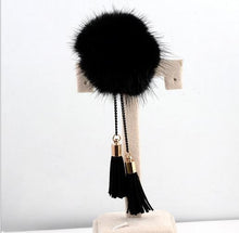 Load image into Gallery viewer, Fur Ball Brooch Chain Tassel Brooch For Women, Gray, Black, Gold, Wine Red
