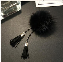 Load image into Gallery viewer, Fur Ball Brooch Chain Tassel Brooch For Women, Gray, Black, Gold, Wine Red