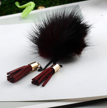 Load image into Gallery viewer, Fur Ball Brooch Chain Tassel Brooch For Women, Gray, Black, Gold, Wine Red