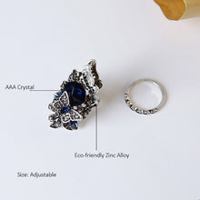 Load image into Gallery viewer, 2 PCS/Set Women Fashion Retro Palace Gemstone Crystal Butterfly Ring, Blue, Purple