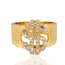 Load image into Gallery viewer, Rock Bling Gold US Dollar Sign Signets Rings for Men Jewelry, Gold