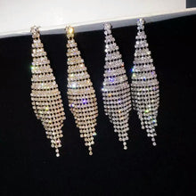 Load image into Gallery viewer, Super Flash Diamond Two-color Tassel Earrings for Women, Gold clip earings, Gold stud earings, Silver clip earings, Silver stud earings