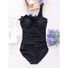 Load image into Gallery viewer, Sexy Women Solid Swimwear One Shoulder Halter One Piece Retro Beach Suits
