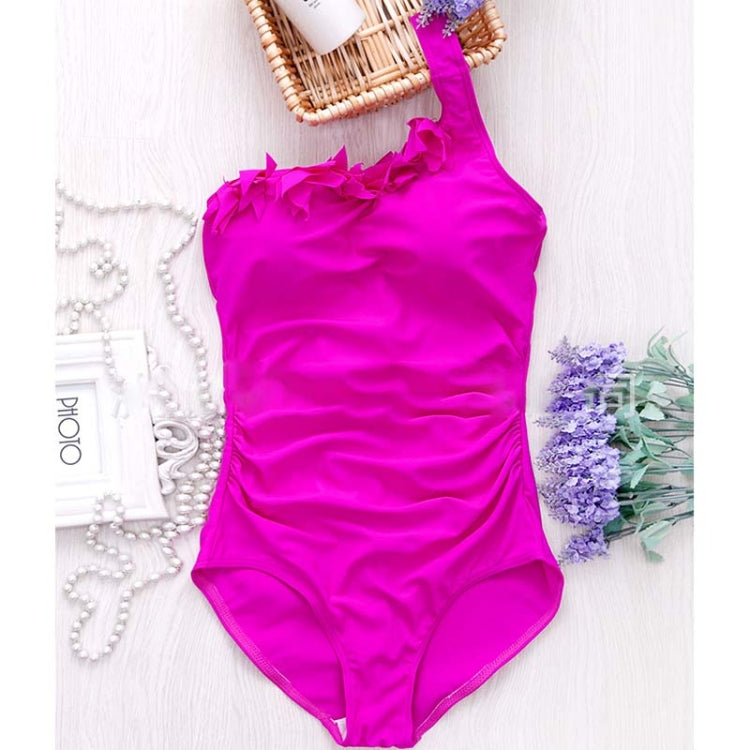 Sexy Women Solid Swimwear One Shoulder Halter One Piece Retro Beach Suits