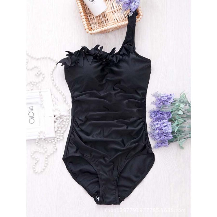 Sexy Women Solid Swimwear One Shoulder Halter One Piece Retro Beach Suits