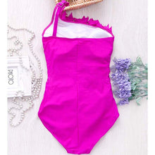 Load image into Gallery viewer, Sexy Women Solid Swimwear One Shoulder Halter One Piece Retro Beach Suits