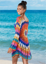 Load image into Gallery viewer, Women Beach Out Of Dresses And Tunic Beachwear By Knits Rainbow Knitting Hollow Overall
