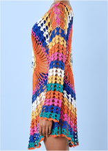 Load image into Gallery viewer, Women Beach Out Of Dresses And Tunic Beachwear By Knits Rainbow Knitting Hollow Overall