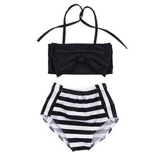 Load image into Gallery viewer, Cute Baby Girl Bikini Striped Triangle Bow Bathing Suit Proud Princess Beachwear