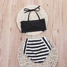 Load image into Gallery viewer, Cute Baby Girl Bikini Striped Triangle Bow Bathing Suit Proud Princess Beachwear, 110, 70, 80