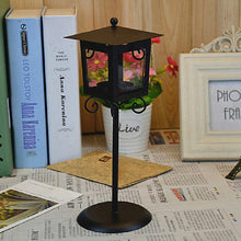 Load image into Gallery viewer, Glass Retro Wrought Iron Street Lamp Candle Holder Home Wedding Decoration, Black, White