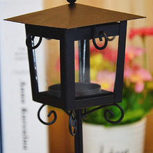Load image into Gallery viewer, Glass Retro Wrought Iron Street Lamp Candle Holder Home Wedding Decoration, Black, White