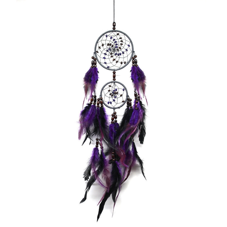 Creative Weaving Crafts Purple Feather Beads Dream Catcher Wall Hanging Jewelry