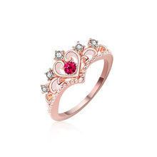 Load image into Gallery viewer, Women Crystal Ring Fashion Love Heart Crown Rhinestone Ring, Red diamond, Blue Diamond
