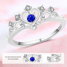 Load image into Gallery viewer, Women Crystal Ring Fashion Love Heart Crown Rhinestone Ring, Red diamond, Blue Diamond
